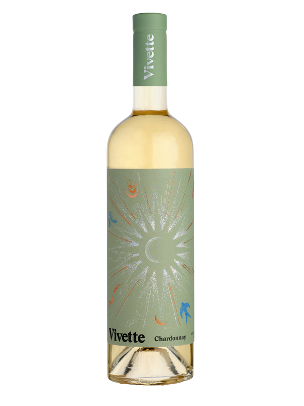 Botella Vivette Chardonnay 2024 Somontano amarillo brillante con matices dorados